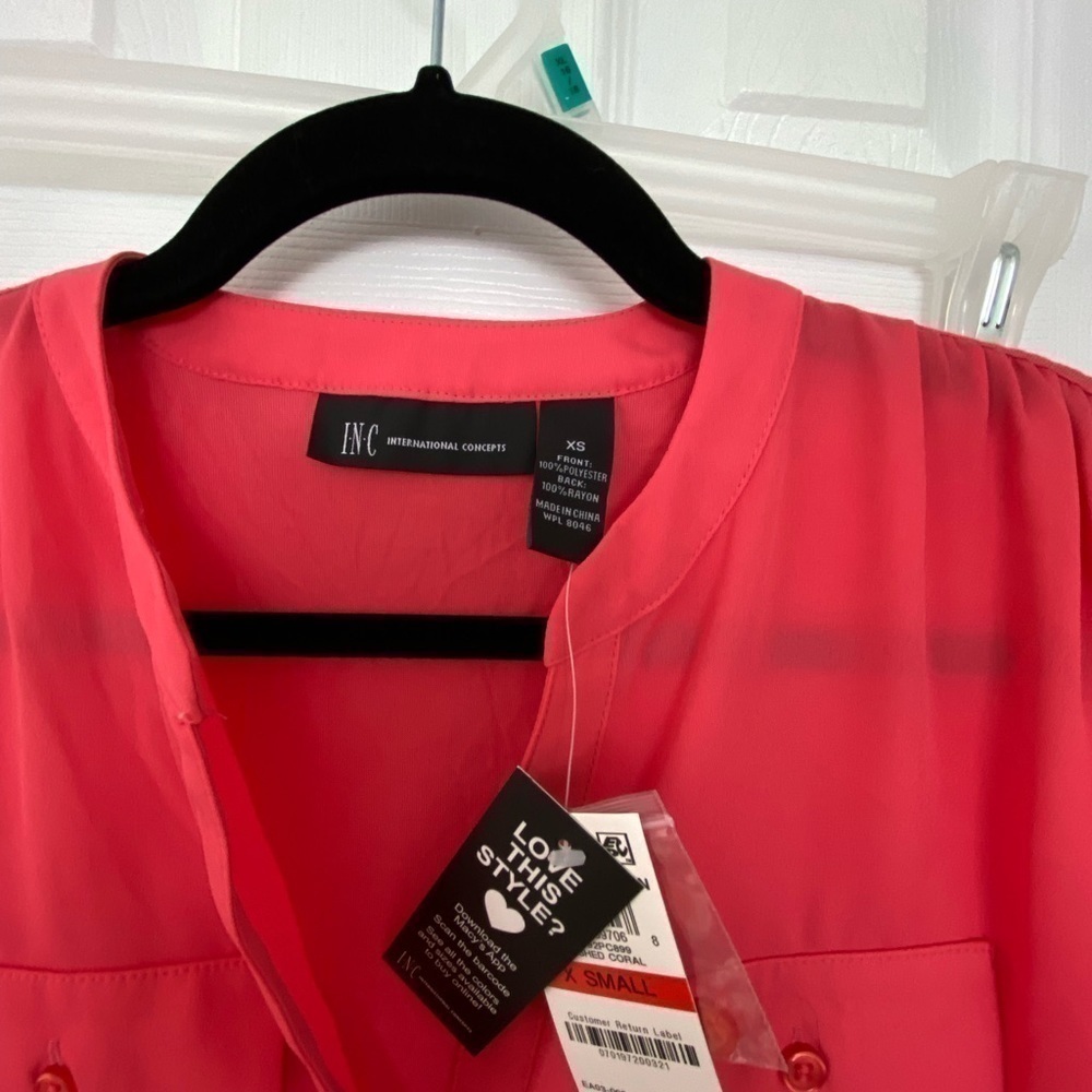 INC pocket  Blouse XS coral - Picture 3 of 3